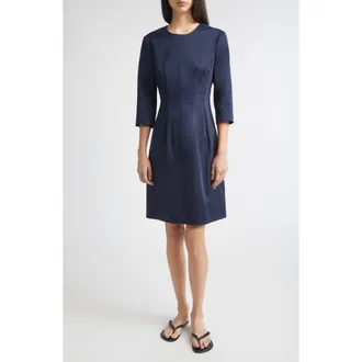 Nellie Partow Blair Stretch Cotton Sheath Dress in Navy at Nordstrom, Size 10