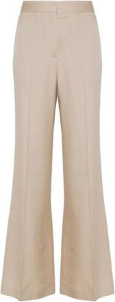 Stella McCartney High-Waisted Flared Broek - Dames - Wijde Broeken - Beige - M - Katoen - Broeken