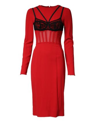Dolce & Gabbana Womens Black Red Contrasting Bra Cady Midi Dress And 05+pa+vi
