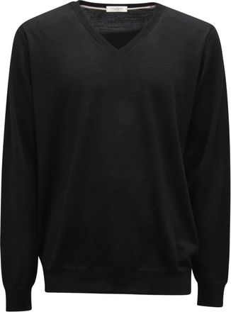 Paolo Pecora M7203 Maglione Wool V-Neck Sweater - Heren - V-hals truien - Zwart - S - Wol - Truien & Vesten