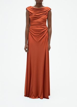 Amsale Draped Cowl Jersey Dress in Terracotta at Nordstrom, Size 4