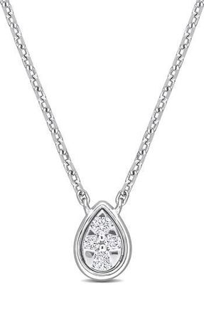 Delmar Diamond Teardrop Pendant Necklace - 0.06ct. in Silver at Nordstrom Rack