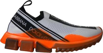 Dolce & Gabbana Logo Print Slip On Sneakers met Stoffen Treklus - Dames - Sneakers - Veelkleurig - 36 1/2 EU - Schoenen