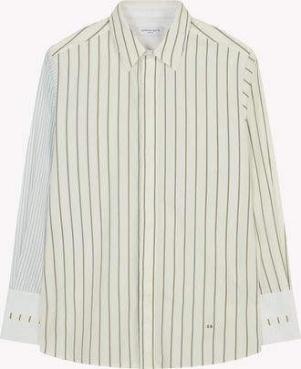 Serena Bute Cotton Oversized Shirt - Green Stripe