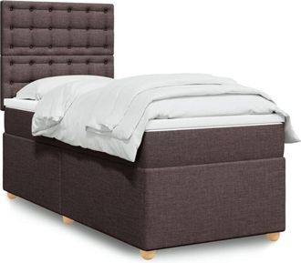 vidaXL Vidaxl - Cama Box Spring Con Colch&oacute;n Tela Marr&oacute;n Oscuro 100x200 Cm