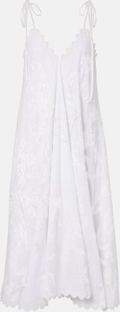 Juliet Dunn Embroidered scalloped cotton midi dress