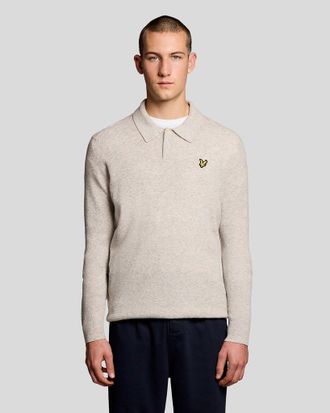 Lyle & Scott Mens Lambswool Blend Rugby Jumper - Grey - Size X-Large