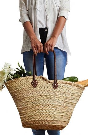 Verve Culture Moroccan Shopping Basket in Leather Handle at Nordstrom