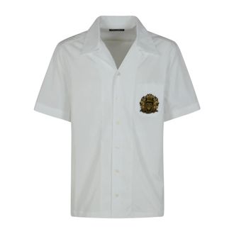 Dolce & Gabbana Short Sleeve Shirts, male, White, Size: XL Hawaii Cotton Poplin Shirt