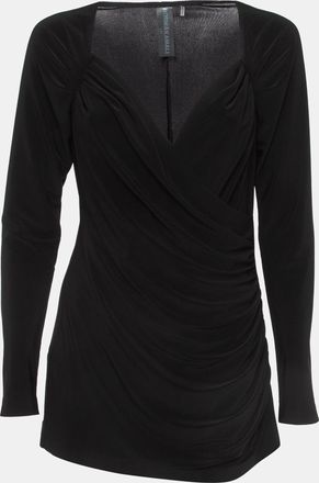 Norma Kamali Black Lycra Sweetheart Side Drape Top