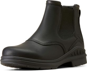 Ariat Mens Barnyard Waterproof Chelsea Boots in Black Leather, D Medium Width, Size 10.5, by Ariat