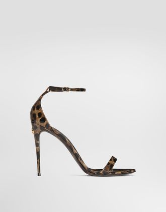 Dolce & Gabbana Leo-print Calfskin Sandals - Woman Sandals And Wedges Animal Print Leather 37.5