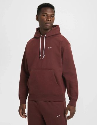 Nike Mens Nike Solo Swoosh Fleece Hoodie Brown - Red - Size: 40