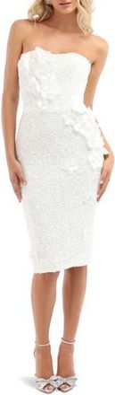 Helsi Liliana Sequin Floral Appliqu&eacute; Strapless Cocktail Dress in White at Nordstrom Rack, Size Large