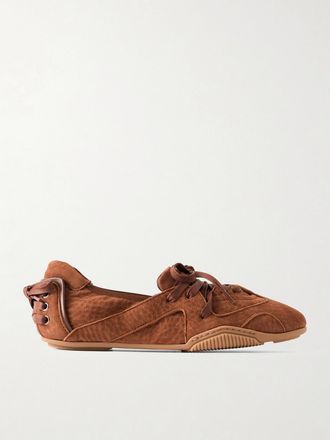 Acne Studios Sneakers In Camoscio Con Finiture In Pelle Bilaria Pigalle - Marrone