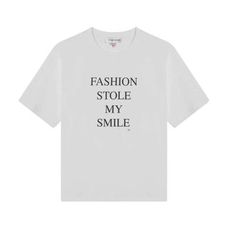 Victoria Beckham T-Shirts, female, White, XS, Fashion Stole My Smile Slogan T-Shirt