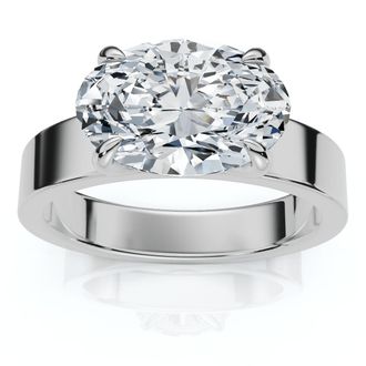 Pompeii3 Certified 2Ct Oval East West Cigar Band Solitaire Engagement Ring Lab Grown