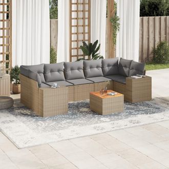 vidaXL Juego De Sof&aacute;s De Jard&iacute;n Con Cojines Beige 8 Pzas Rat&aacute;n Pe Vidaxl