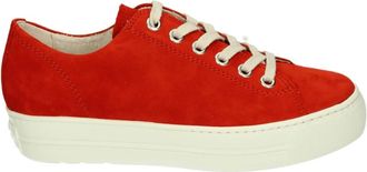 Paul Green Schoenen, Dames, Rood, 38 1/2 EU, Suède, Sportieve Lage Damesschoenen Rood Suède