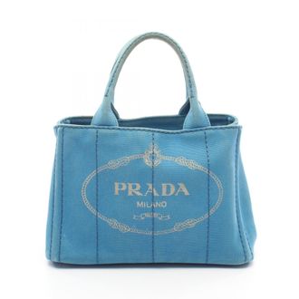 Prada Blue Canvas Handbag Tote Bag (Pre-Owned)