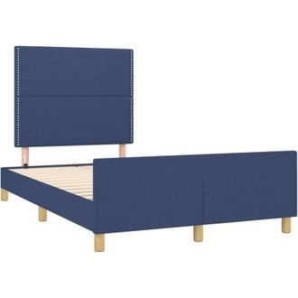vidaXL Estructura De Cama Sin Colch&oacute;n Tela Azul 120x190 Cm Vidaxl