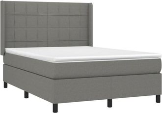 vidaXL Cama Box Spring Con Colch&oacute;n Tela Gris Oscuro 140x190 Cm Vidaxl