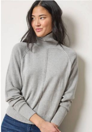 Lilla P Relaxed Turtleneck Sweater In Heather Grey