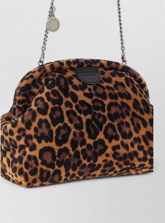 Stella McCartney falabella soft velvet leopard-print clutch bag