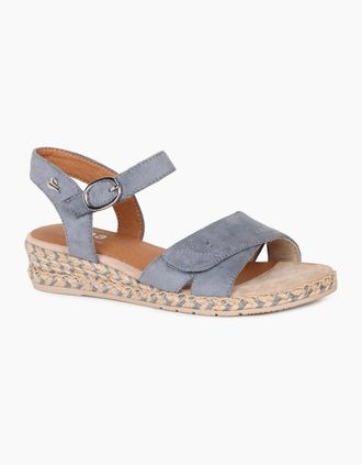 Soft Line Womens California Womens Low Wedge Sandals - Denim Tex - Size: 7.5