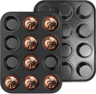 OEM Molde Para Pasteles, Molde Redondo Con 12 Cavidades, 2 Piezas, 35,126,63 Cm, Molde Para Hornear, Molde De Acero Al Carbono, Molde Reutilizable