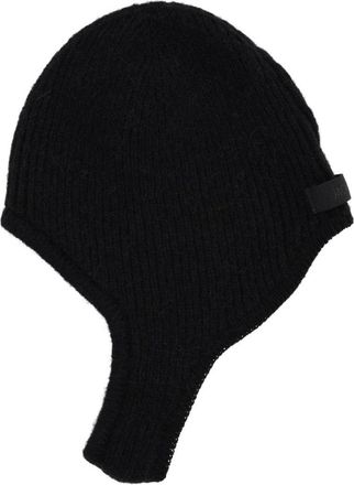 Jacquemus Ribbed Black Alpaca Wool Cap