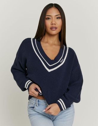 Tally Weijl Strickpullover TALLY WEIJL SPUACKARIBOU, Damen, Gr. L, multi color, Strick, Obermaterial: 100% Polyurethan, unifarben mit Farbeinsatz, oversize normal