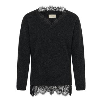 Cream Jersey de cuello pico - Knitwear - Mujer - Gris - 2XL