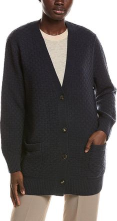 Lafayette 148 New York Basket Stitch Button Front 100% Cashmere Cardigan