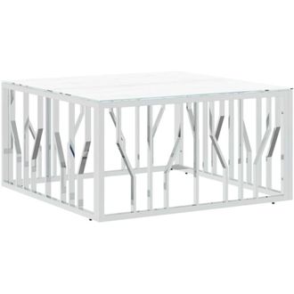vidaXL Tavolino da Salotto Argento 80x80x40 cm in Acciaio Inox e Vetro - Vidaxl