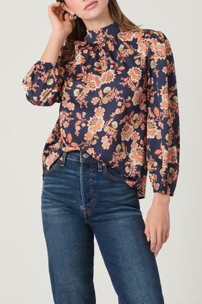 Shoshanna Apollo Floral Tilly Top in Navy Multi at Nordstrom, Size X-Large