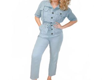 Lumiere Maya Utility Jumpsuit In Dusty Blue