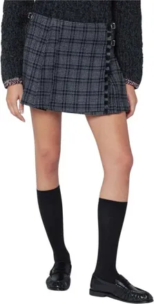 Durazzi Milano Rokken, Dames, Zwart, S, Wol, Check Kilt Mini Rok