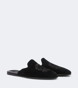 Dolce & Gabbana Embroidered suede mules