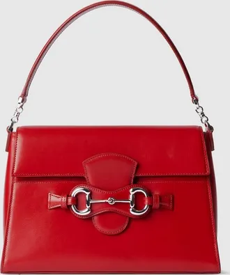 Gucci Horsebit Duomo Medium Top Handle Bag, Red, Leather