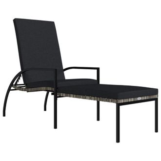 vidaXL Furniture Limited - Tumbona Con Reposapi&eacute;s Rat&aacute;n Pe Gris
