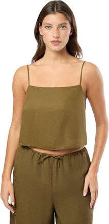 Onia Air Linen Square Neck Tank Top in Olive at Nordstrom, Size Medium