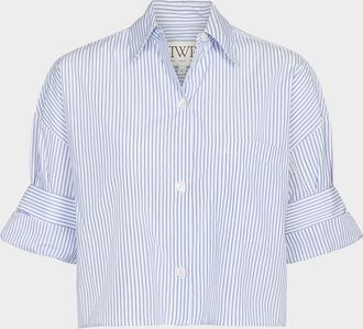 TWP Next Ex Cropped Shirt in Micro Hairline Stripe
