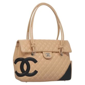 Chanel Pre-owned Leather chanel-bags - Dames - Pre-owned - Beige - Maat: ONE Size Leer