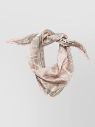 Acne Studios silk printed checked studded logo-print headband