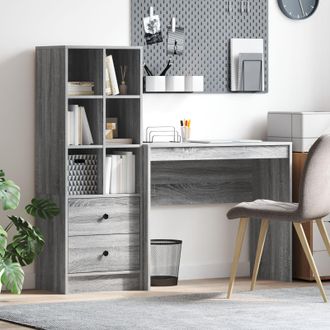 Berkfield Home Desk with Storage Grey Sonoma Engineered Wood