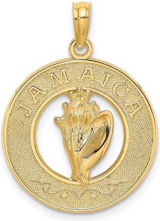 Diamond2Deal 14k Yellow Gold JAMAICA Circle with Conch Shell Charm Pendant