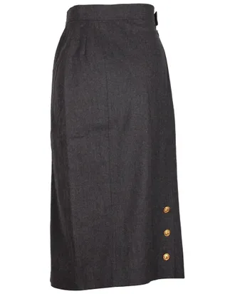 Chanel Gold Button Midi Skirt, Size Fr, 36 (Authentic Pre-Loved)