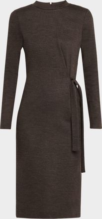 PESERICO Fluid Cotton Wool Jersey Belted Midi Dress