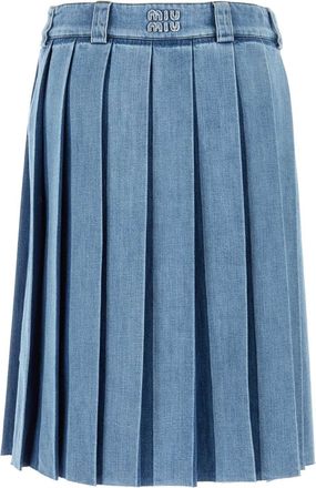 Miu Miu Womens Denim Skirt Celeste Exterior: Cotton Gonne